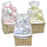 Baby Layette Gift Set – 9 piece w/bodysuit, booties, brush+comb, bib, toy, burp cloth, basket, blanket (Blue) 41nMBqPc0iL. SL160 Baby Blanket Gift Set 6 piece w/Washcloth, Blanket, Hat, Bib, Hanger, Booties (Green)