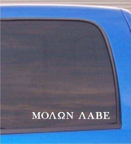 Molon Labe (COME AND TAKE THEM!) 6" (color: WHITE) Vinyl Decal Window Sticker for Cars, Trucks, Windows, Walls, Laptops, and other stuff.