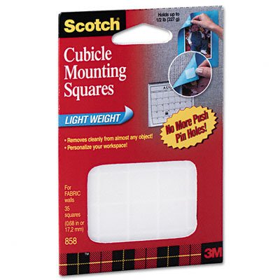 Cubicle Mounting Squares, Lightweight, Removable, 11/16 Squares, 35/Per Pack