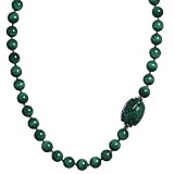 14k Yellow Gold Malachite and Carved Beaded Necklace, 17