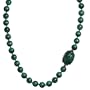 14k Yellow Gold Malachite and Carved Beaded Necklace, 17"