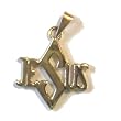 14 K solid Gold Messianic Pendant - Star of David JESUS holy name (2 cm or 0.8 inches ) - Chain not included