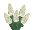 Pack of 12 Warm Clear LED C6 Replacement Christmas Light Bulbs - Green Husk