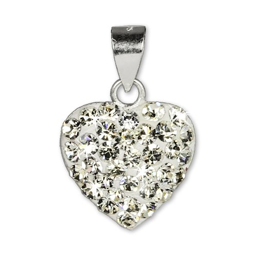SilberDream Glitzer Anhänger Herz weiß mit Zirkonia Kristallen shiny 925 Sterling Silber Kettenanhänger für Kette oder Halskette GSH203W