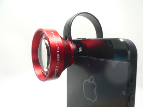 Lumen LM-STELERD レッド Glass SUPER TELEPHOTO Lens x5 望遠 スーパー テレフォト レンズ 5倍 ガラス レンズ スマホ タブレット用 カメラ レンズ 取付けレンズ クリップ式