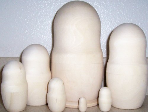 Childrens Toyshop  Toys : Plain Blank Unpainted Russian 7 pieces Nesting Doll *Paint yourself* Hefty 8 in #u-507