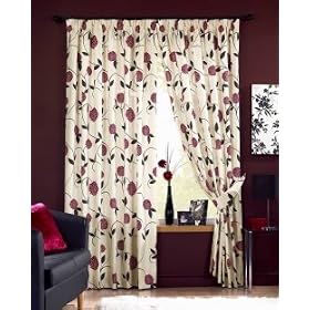 Dreams 'n' Drapes Rosemont 3 inch Lined Curtains, Red, 46x54