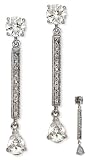 Pear Round CZ Diamond Platinum Vermeil Linear Drop Earrings