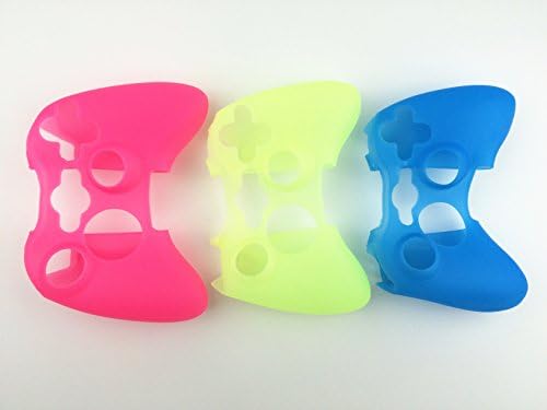 CHENSHI Pack of 3(Blue Pink and Green)GLOW in DARK Silicone Case Skin Protector Cover for Xbox 360 Game Controller