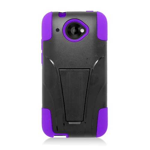 Eagle Cell HTC Desire 601 Hybrid Case with Y Stand - Retail Packaging - Purple/Black