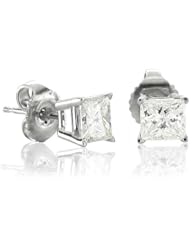 14k White Gold Princess Cut Diamond Stud Earrings (HI, I1-I2, 0.33 carat)