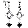 Handcrafted Austrian Jet Drop Square Clip Earrings