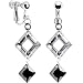 Handcrafted Austrian Jet Drop Square Clip Earrings