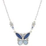 Flights of Fancy Silver Tone Sapphire Hues Butterfly Necklace