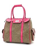 Faux Leather KHAKI PINK Rolling Suitcase Luggage Bag on Wheels Carry Laptop