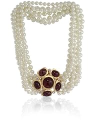 Kenneth Jay Lane 8 Row Pearl Amethyst Clasp Necklace
