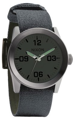 Nixon The Private Men's Stainless Steel Case Green Fabric Strap Quartz Watch A049-145