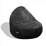 Elite Products Deluxe Cord Sitsational 2 Seater Bean Bag Chair in Black Elite Products Deluxe Cord Sitsational 2 Seater Bean Bag Chair in Black