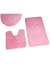 Home: Dainty Home 3-Piece Bath Set with Rug/Contour/Lid Cover, Rose - Dainty Home