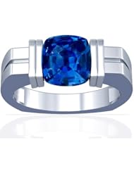 14K White Gold Cushion Cut Blue Sapphire Solitaire Ring