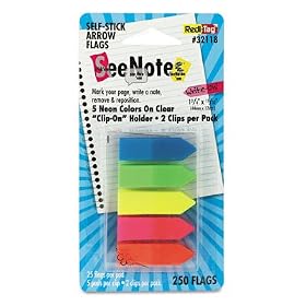 REDI-TAG CORPORATION Seenotes transparent film arrow flags with clip-on holder RTG32118... by Redi-Tag