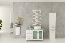 Big Sale 39" White Lune Single Vessel Sink Contemporary Modern Bathroom Vanity with Glass Top