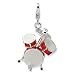 Sterling Silver 3-D Enameled Drum Set w/Lobster Claw Clasp Clasp Charm