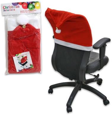 23.5"H X 19"L Polyester Santa Hat Chair Cover with Bell Christmas Decoration