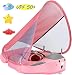 Mambobaby Float with Canopy and Tail New Upgraded Non-Inflatable Baby Pool Float Mambo Float Swim Trainer Solid Infant Swim Float Adjustable Pearl Foam Baby Swim Ring