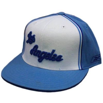 NBA HAT CAP FLAT BILL LOS ANGELES LA LAKERS REEBOK FITTED SIZE 7 3/4 BLUE WHITE