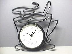 JAVA Coffee Cappuccino Cup Wrought Iron Wall Clock NEW
