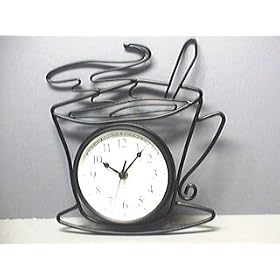 JAVA Coffee Cappuccino Cup Wrought Iron Wall Clock NEW
