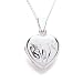Silver Heart Shaped Flower Engraved Locket