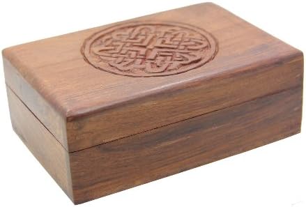 Wooden Storage Box ~ Hand Carved Celtic ~ 4"x 6"