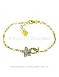 Single Flower Bracelet with Aquamarines and Peridots in 14k Yellow Gold