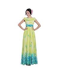 A-line Floral Print Floor Length Pleated Bateau Neck Chiffon Evening Dress/Homecoming Dress/Prom Dress/Wedding Party Dress 