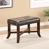 Bandera Espresso Vanity Stool Bench Brown Wood Cushion