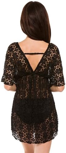 Elif Women's Lace Tunic Swim Cover Up Black M
