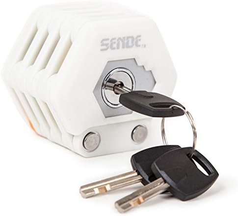 Tekmun Sende Bike Lock Folding Collapsible with Key for Indoors and Outdoors - White