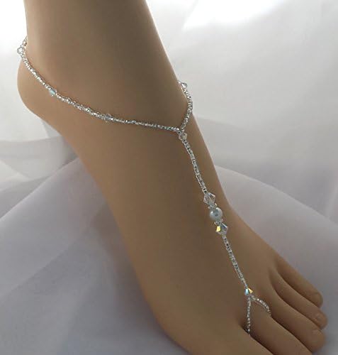 Crystal Barefoot Sandals with Pearl, Foot Jewelry, Bridesmaid Accessory, Barefoot Shoes, Beach Wedding Accessories, Anklet, Wedding Shoes, Summer Shoes, Gift for Her