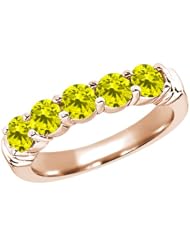 1.35 Ct Round Canary SI1/SI2 Diamond 14K Rose Gold Ring