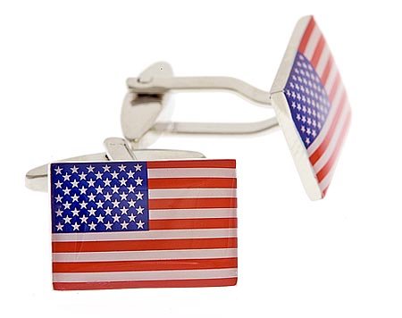 Patriotic rhodium plated American flag or stars and stripes with presentation box