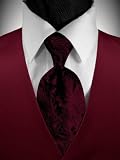 Tuxedo Vest - Solid Satin Wine with Coordinating Tapestry Tie