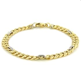 14K Yellow Gold 2 Tone Design Double Link Bracelet - 7.5 by Netaya