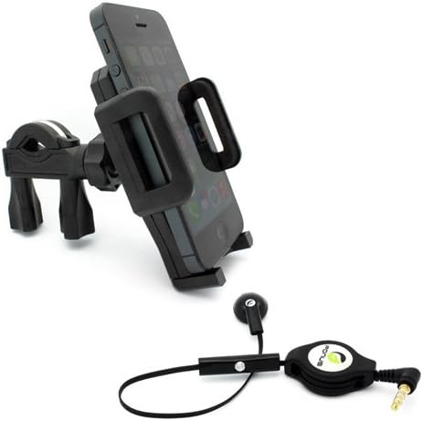 Fonus Brand Rotating Bicycle Mount Bike Cell Phone Holder + 3.5mm Retractable Mono Handsfree Headset for Casio G-zone Ravine 2, Kyocera Event, Rise, Hydro