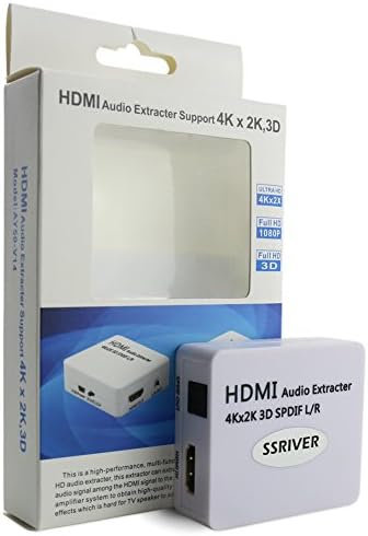 4K x 2K HDMI to HDMI and Optical TOSLINK SPDIF + 3.5mm Stereo Audio Extractor,SSRIVER HDMI Audio Splitter Adapter(HDMI Input, HDMI + Digital / Analog Audio Output)