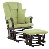 Stork Craft Custom Tuscany Black Finish Glider and Ottoman with Free lower lumbar pillow, Sage Cushions
