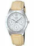 Casio Women's LTP2069L-7A1V Beige Leather Quartz Watch with White Dial