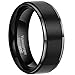 LuxyJewelry 8mm Black Tungsten Carbide High Polish Men's Wedding Engagement Band Ring Comfort Fit and Matte Finish [Sizes 6-16]