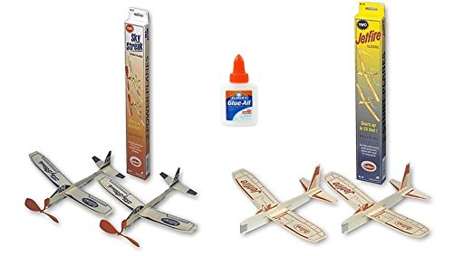 Guillows 4-Pack Balsa Planes Twin Pak PLUS bottle of Elmers Glue